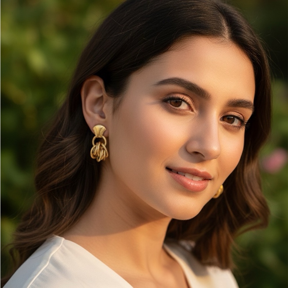 Chic Vintage Gold Tone
Coiled Rope Drop Earrings